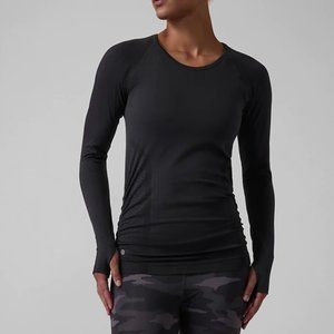 Athleta Women's Speedlight Seamless Long Sleeve Top in Black
